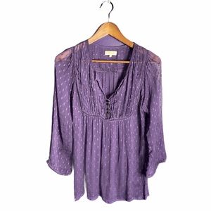 Jackpot sheer 3/4 sleeve blouse purple sz 38/4